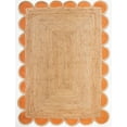 thumbnail image 1 of Beautiful Indian Handmade Natural Jute Scalloped rug, Orange Border Floor Décor Carpet , Home Décor Rugs & carpet Size , 8 x 8 Feet ( 240 cm x 240 cm )Square, 1 of 3