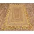 thumbnail image 1 of Beautiful Indian Handmade Natural Jute Scalloped rug, Yellow Border Floor Décor Carpet , Home Décor Rugs & carpet Size , 5 x 7 Feet ( 150 cm x 210 cm )Rectangle, 1 of 4