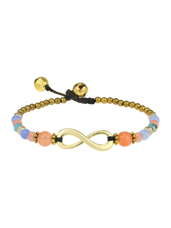 Beautiful Infinity Symbol with Pastel Quartz Brass Beads Handmade Bracelet