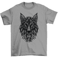 thumbnail image 1 of Beautiful Intricate Henna Wolf T-Shirt Ornate Wolf Face Tee Men Women, 1 of 2