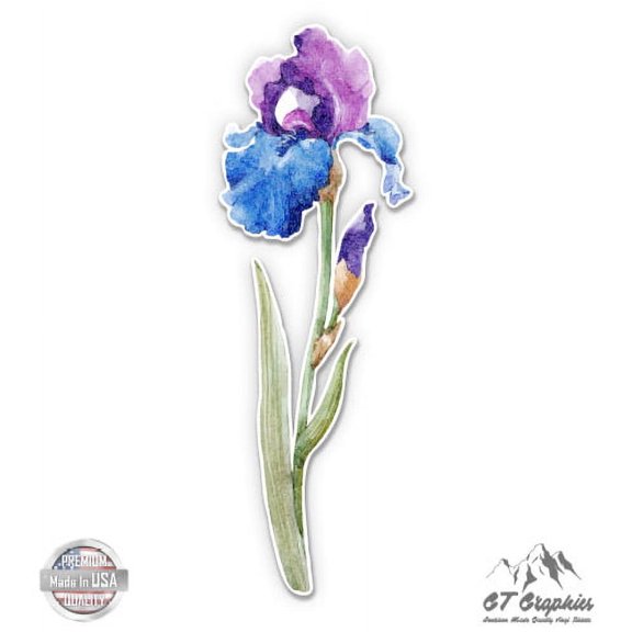 Beautiful Iris Purple Blue - 5" Vinyl Sticker - For Car Laptop I-Pad - Waterproof Decal