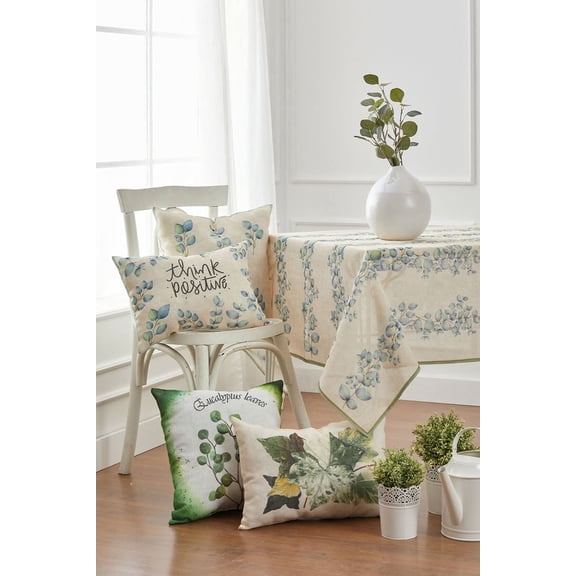 Wear Sierra Ivy Linen-Like Rectangular Tablecloth, Pastel Blue and Green Floral Decor Table Cover for Home Dining and Kitchen
