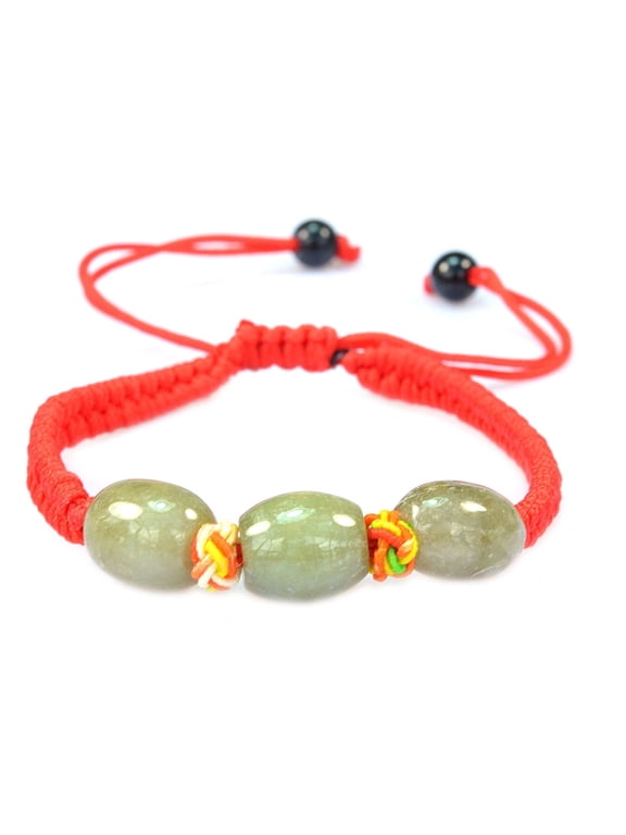 Beautiful Jade Stone Red String Bracelet - For Good Luck and Prosperity - 91051