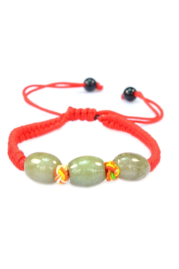 Beautiful Jade Stone Red String Bracelet - For Good Luck and Prosperity - 91051