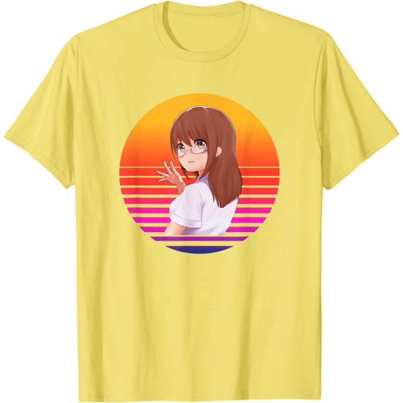 Beautiful Japanese Anime Girl Manga Design with Eyeglasses T-Shirt