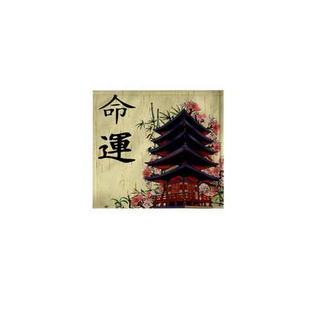 3dRose, Beautiful Japanese Pagoda With Pink Sakura and Bamboo Destiny Luck Kanji Symbols Asian Design, 11x12 Wash Cloth for Face and Body