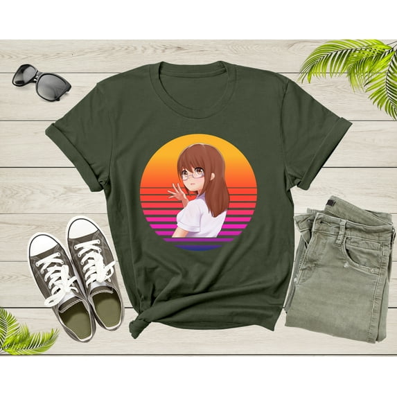 Beautiful Japanese Retro Anime Girl Manga Design T-shirt For Men Women Cute Anime Shirt For Kids Teens Boys Girls Teenager Anime Gift Tshirt