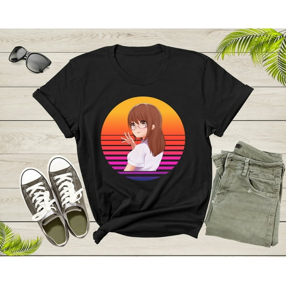 Beautiful Japanese Retro Anime Girl Manga Design T-shirt For Men Women Cute Anime Shirt For Kids Teens Boys Girls Teenager Anime Gift Tshirt