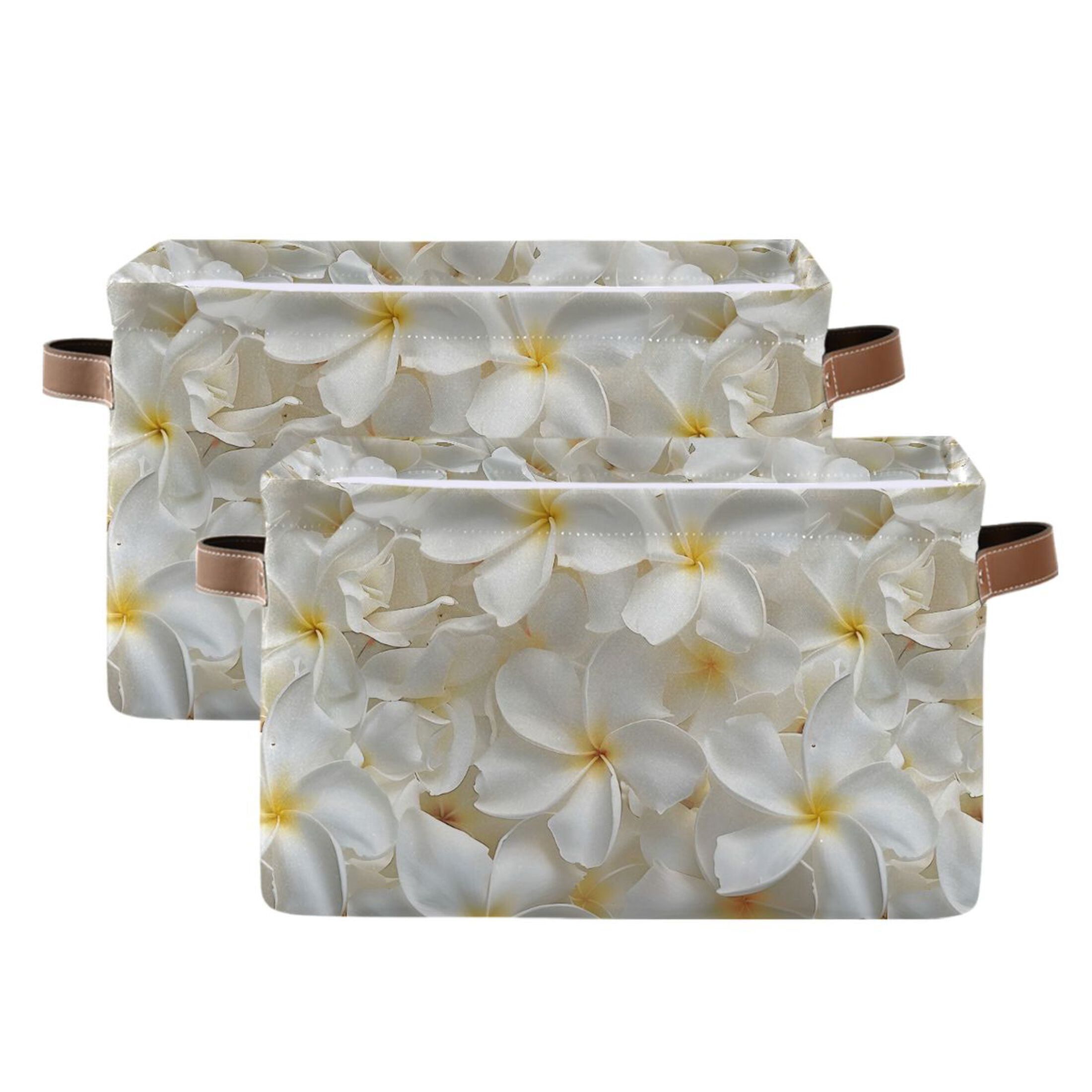 Beautiful Jasmine Flowers Storage Bins with Handle Fabric Organizer ...
