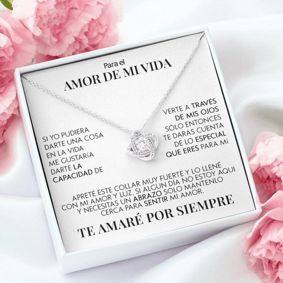 Beautiful Jewelry For Loved Ones Heart Shaped Necklace With Touching Quote GreatFor Birthdays Or Weddings, White Love Knot Necklace