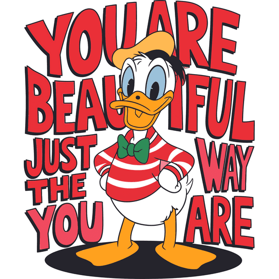 Beautiful Just The Way You Are Cute Decal Decoration Cute Donald Duck Minnie Goofy Daisy Porky Pluto Cartoon Bedroom Background Wall Decoration Wall Sticker Removable- Size: 24 In(W) x 30 In(H)