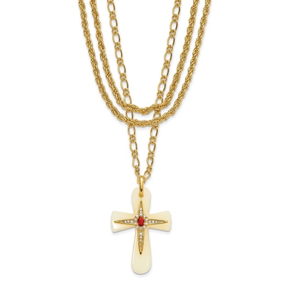 Beautiful Kennedy Gold-plated Agate and Swarovski Crystal 39.5in w/3in ext Brazilian