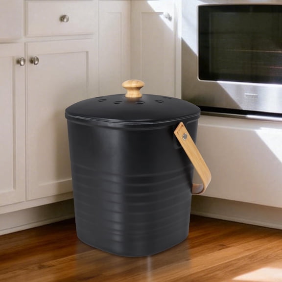 Beautiful Kitchen Compost Bin with Smell Proof Lid - Rust Proof and Odorless Compost Bucket for Your Countertop with No Smell Filters - Easy to Clean 1.1 Gallon Bin Looks Great On Any Kitchen Counter