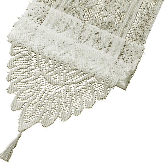 Beautiful Lace Tablecloth Tasseled Trim Table Runner For Enhancing Dining For Home Table Decoration