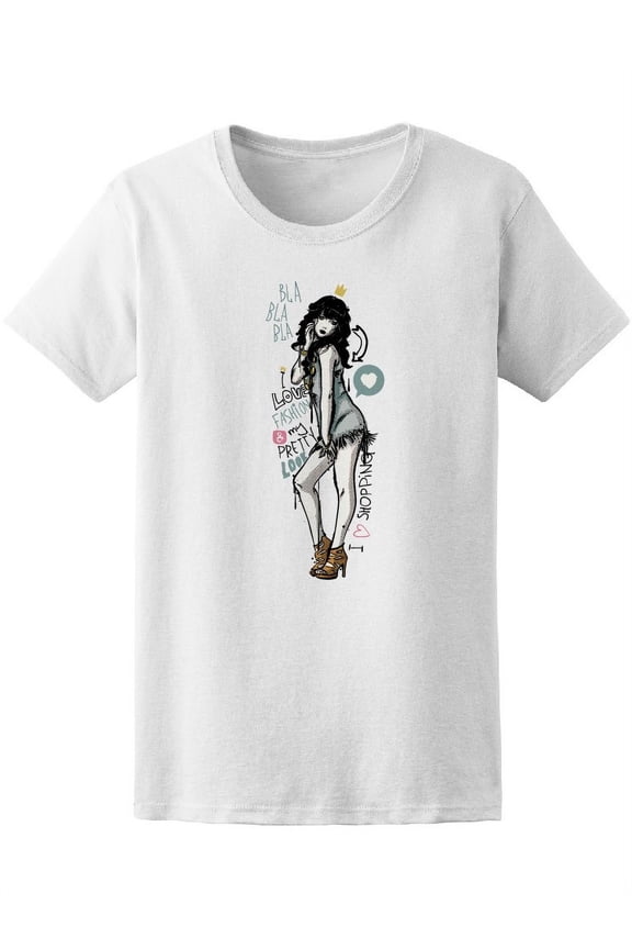 Beautiful Lady Fashion Sketch Tee Women's -Image by Shutterstock