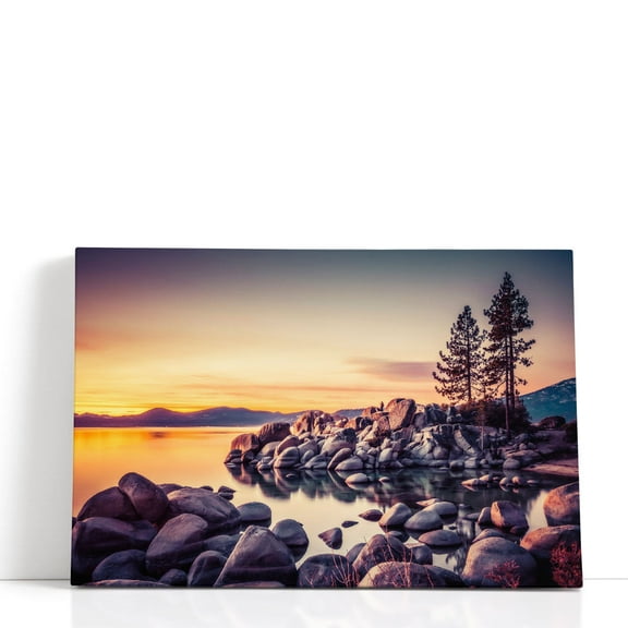 Beautiful Lake Tahoe During Sunset - Wrapped Canvas Print Wall Art | 18" W x 12" H