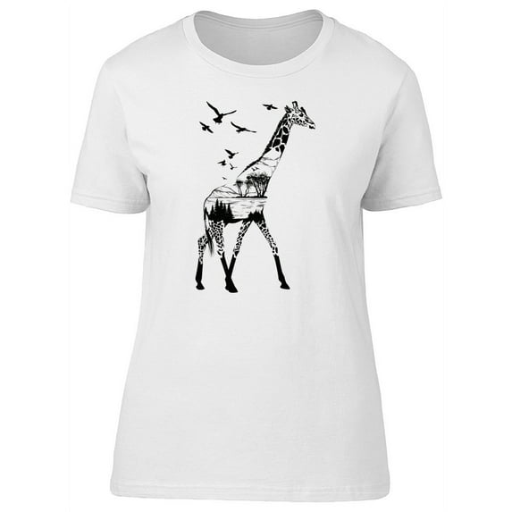 Beautiful Landscape Giraffe T-Shirt Women -Image by Shutterstock, Female Medium
