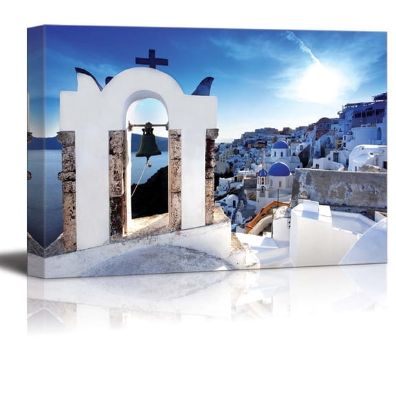 Beautiful Landscape Scenery Amazing Santorini with Churches and Sea View in Greece - Canvas Art Wall Art - 32" x 48"