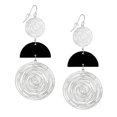 thumbnail image 1 of Beautiful Large Handmade Black and Silver Circles Chic Abstract Lightweight Hoop Statement Earrings – Nickel Free - Hypoallergenic Earwires – Gift for Her, 1 of 4