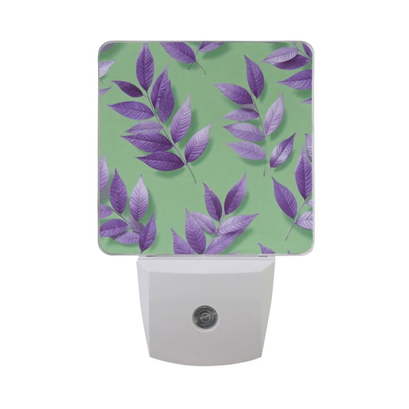 Beautiful Lavender Leaves Plant LED Night Light Sensor Lamp Plug-in Adjustable Brightness 2 Pack