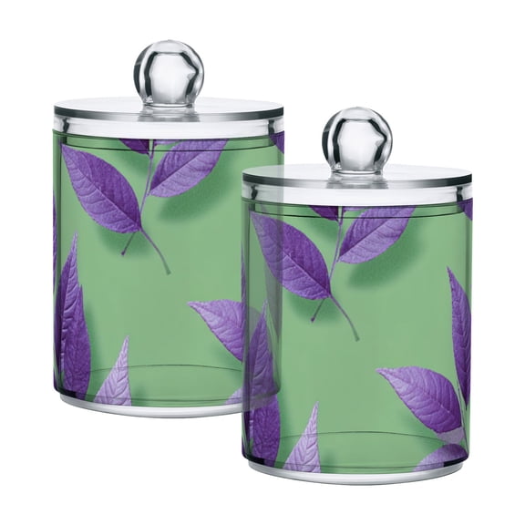 Beautiful Lavender Leaves Plant Translucent Plastic Cans Storage Canisters with Lid Set of 2
