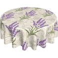 thumbnail image 1 of Beautiful Lavender Vintage Postcard Round Tablecloth Waterproof Wipeable Tablecloth Cover Home Restaurant Kitchen Picnic Party Decoration 60 Inch Circular Tablecloth for 20-47 Inch, 1 of 6