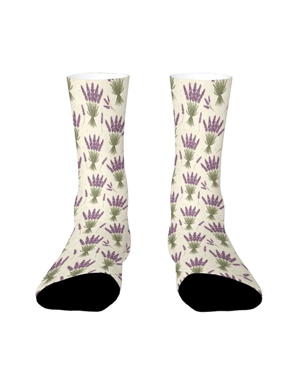 Beautiful Lavenders Funny Novelty Crew Socks for Women Men Sports
