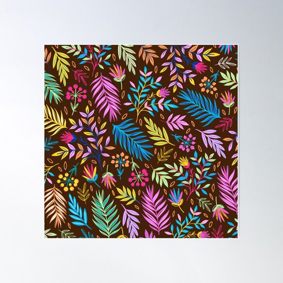 Beautiful Leaf Pattern Poster Wall Art, Modern Wall Decor For Living Room Bedroom, 24x24 UNFRAMED