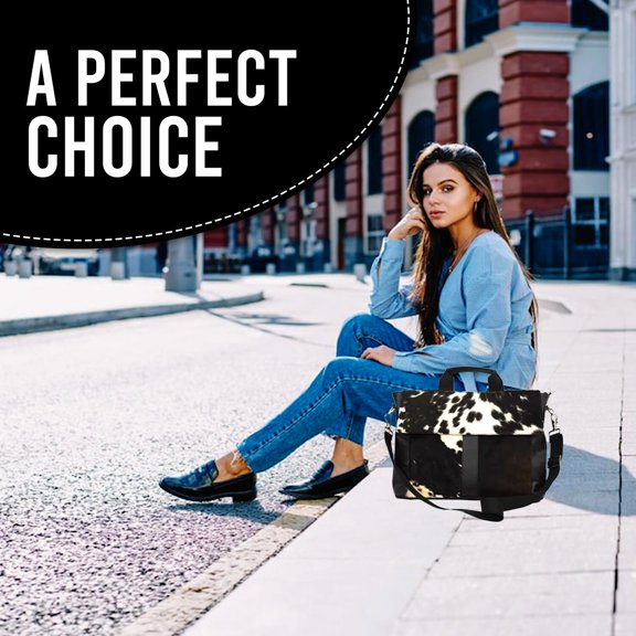 Beautiful Leather Hair On Laptop Bag Messenger Bag Unisex Briefcase Business Animal Print Cowhide Hair On Bag, Cowhide Bag - KCL-04