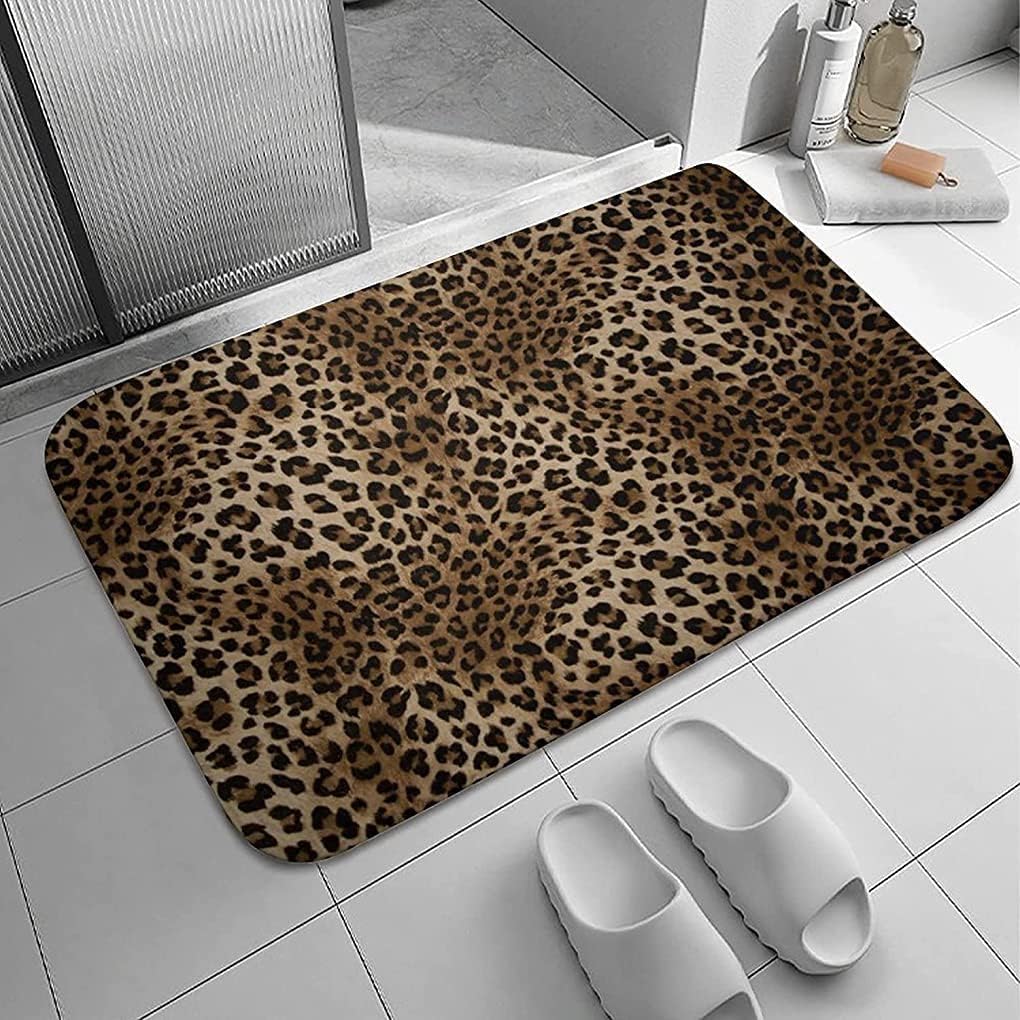 Beautiful Leopard Print Bathroom Rug Mat Extra Soft and Absorbent