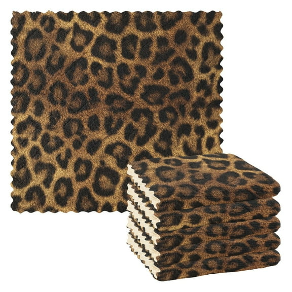 Beautiful Leopard Print Kitchen Cloth Dish Towels for Drying Washing Absorbent Dish Rags Reusable soft kitchen dishcloth set 6 Pack
