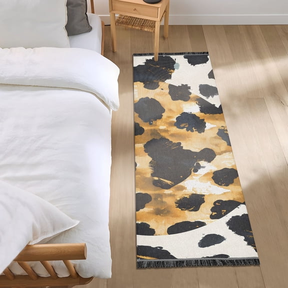 Beautiful Leopard Skin Heart Runner Area Rug 2x6 Soft Non-Slip Washable Bedside Carpet for Hallway Bedroom Living Room Home Decor