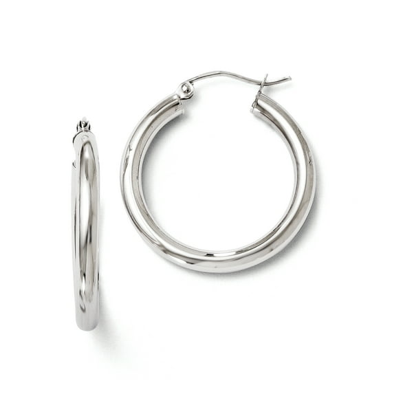 Beautiful Leslie's 10K White Gold Polished Lightweight Hoop Earrings