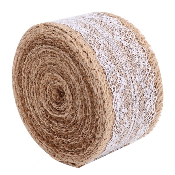 Beautiful Linen Lace Roll Ribbon Vintage Floral Pattern 2-Pack 16.4ft 2in Wide for DIY Home Decor