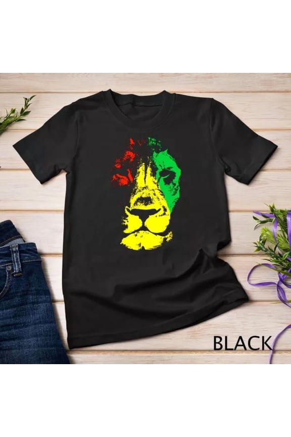 Beautiful Lion Face Rasta Colors Style Unisex S-5XL T-Shirt, Unisex T-Shirt