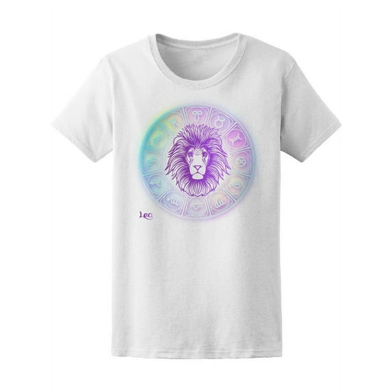 Beautiful Lion Zodiac Leo T-Shirt Women -Image by Shutterstock, Female Large