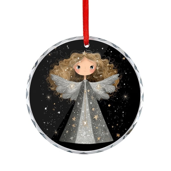 Beautiful Little Angel Crystal Glass Christmas Ornament Fantasy Angel Glass Round Christmas Ornament Gift Exchange Present Ideas