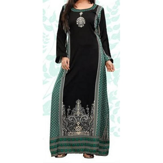 Beautiful Long Dress, Indian Caftan, Kaftan Dresses | IMANE TEAL | Bust Size 48"