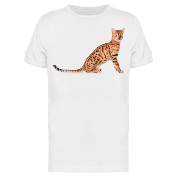 Beautiful Long Tailed Bengal Cat T-Shirt Men -Image by Shutterstock, Male x-Large