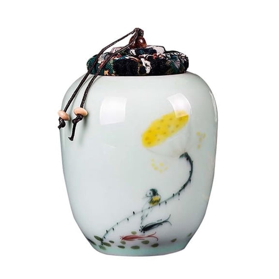 Beautiful Lotus Ceramic Canister Storage Jar Tea Container for Loose Tea B