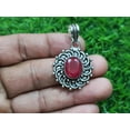 thumbnail image 1 of Beautiful Madagascar Red Ruby Faceted Gemstone Handmade 925 Sterling Silver Pendant 15 mm, 1 of 4
