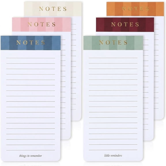 Beautiful Magnetic Notepads for Fridge - Set Of 6 Modern Note Pads with Lined Pages to Easily Write Notes & Make Grocery/Shopping Lists - Cute To Do List Pad w/ Strong Magnets for Your Refrigerator