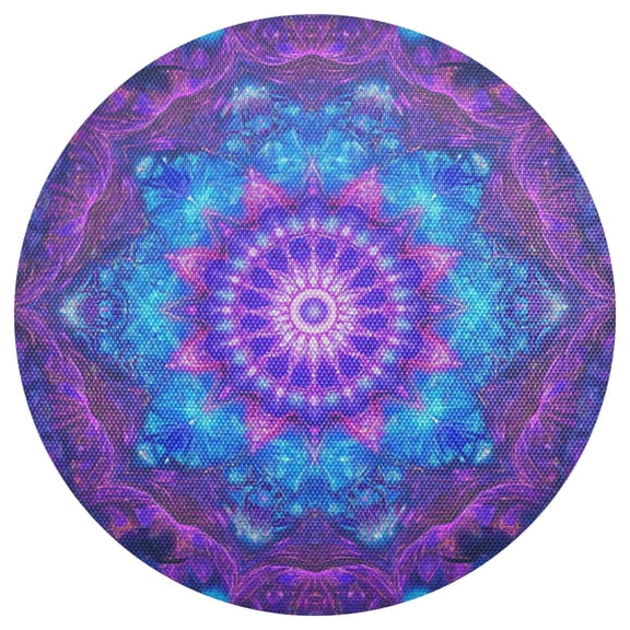 Beautiful Mandala Flowers PVC Round Grid Placemat Table Mat 1 Pc 15.4" x 15.4"