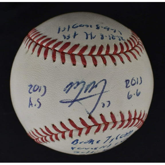 Beautiful Manny Machado Signed Heavily Inscribed STAT Baseball MLB Authentic