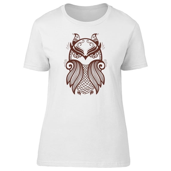 Beautiful Mehndi Floral Owl T-Shirt Women -Image by Shutterstock, Female Medium