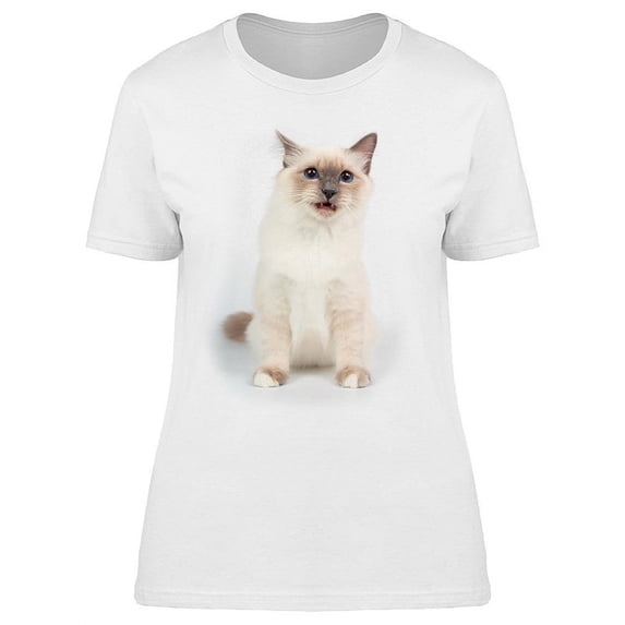 Beautiful Meowing Birman Kitty T-Shirt Women -Image by Shutterstock, Female Medium