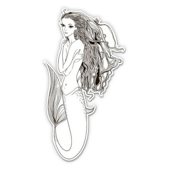 Beautiful Mermaid - 12" Vinyl Sticker Waterproof Decal