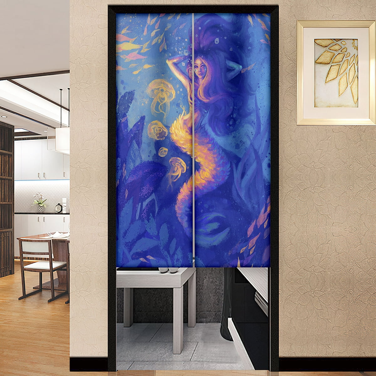 Beautiful Mermaid Japanese Door Curtain Living Room Bedroom Short Noren