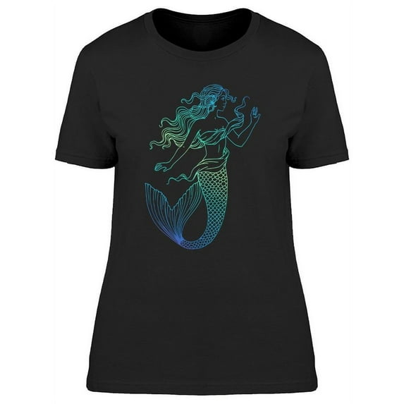Beautiful Mermaid Outline T-Shirt Women -Image by Shutterstock, Female Small