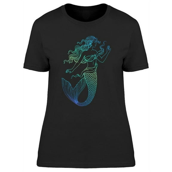 Beautiful Mermaid Outline   T-Shirt Women -Image by Shutterstock, Female x-Large